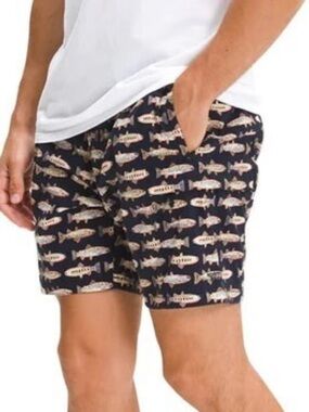 The North face Men's Navy Fish-Print Swim Trunks